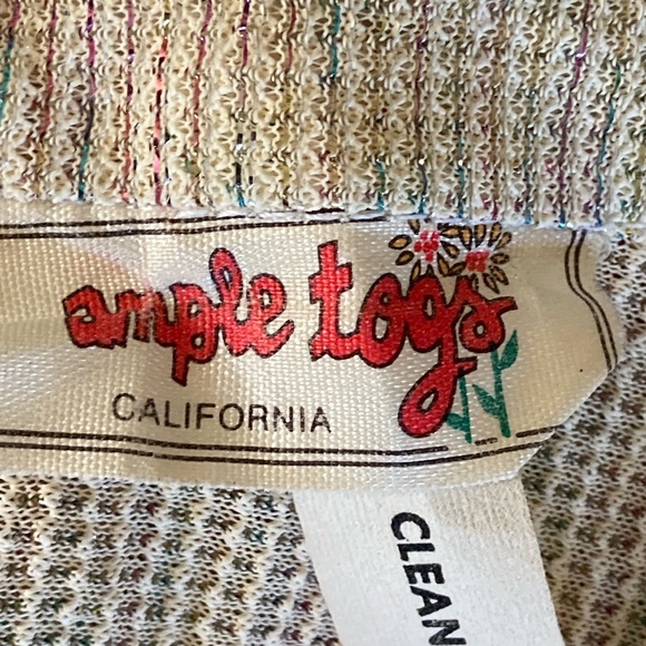 Vintage Ample Togs California Cream Pink Blue Metallic Disco Blouse Women's M - Picture 11 of 12